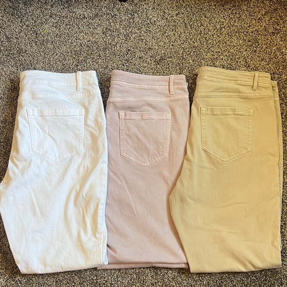 Lot 3 pairs J. Jill Denim High Rise Straight Leg Crop Jeans White Pink Tan 14 - Picture 11 of 11